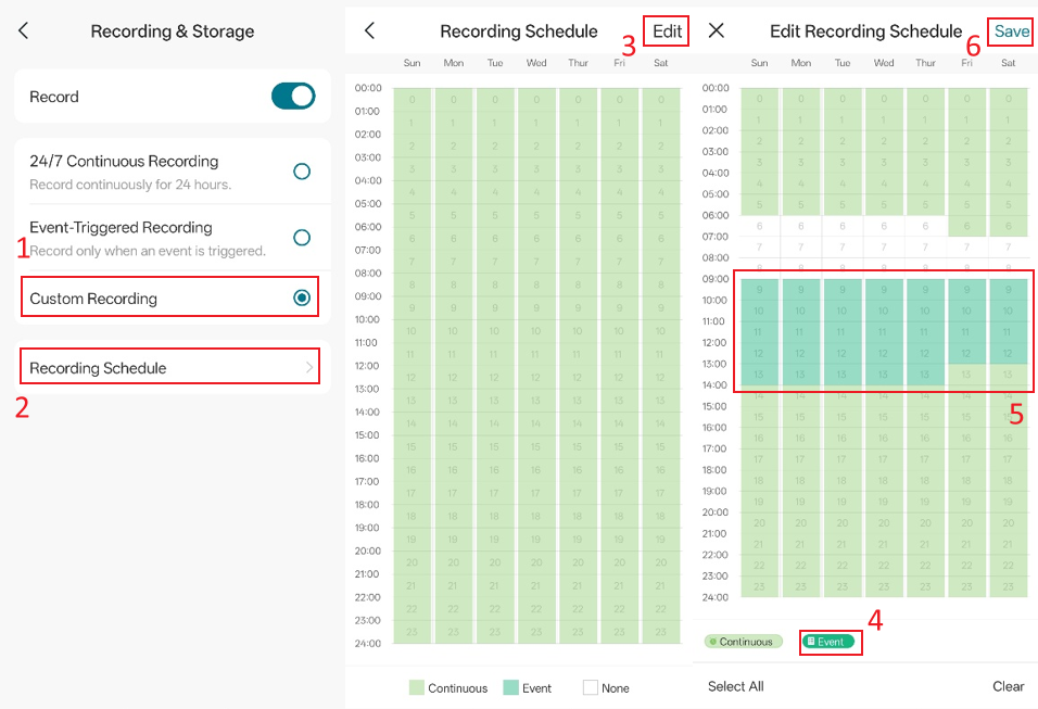 Show how to edit the Recording Schedule