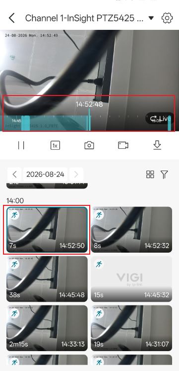 Tap an event card to jump to the corresponding recording clip
