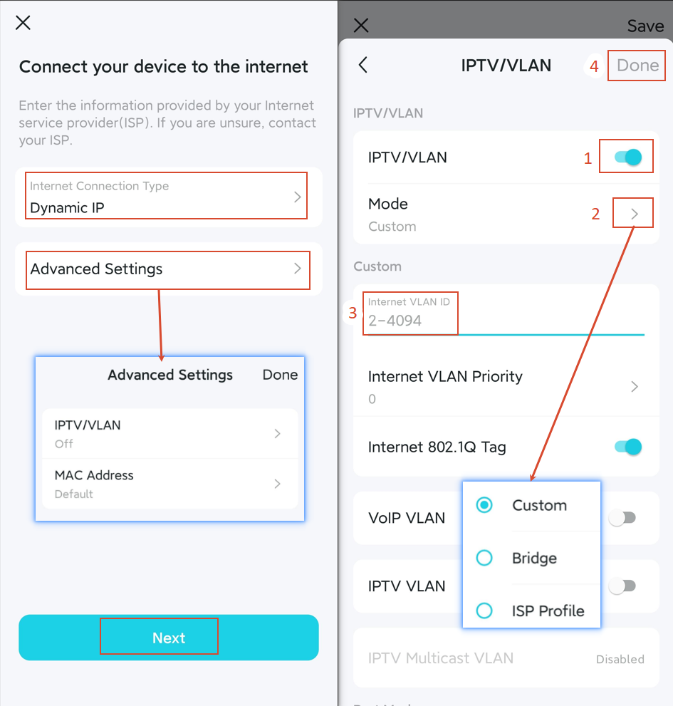 Set Internet Connection with IPTV/VLAN.