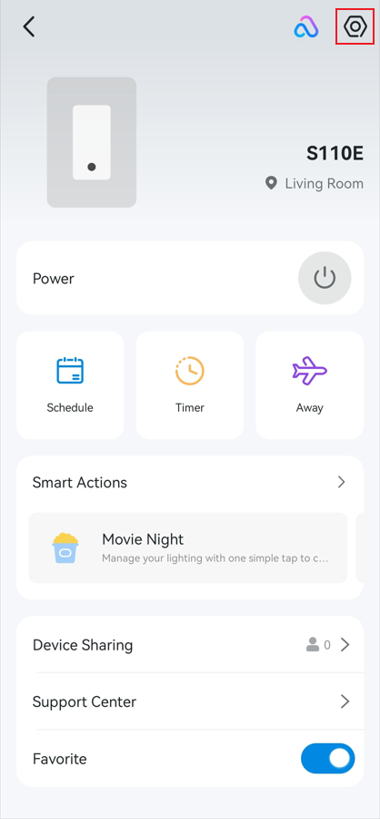 Tap the gear icon in the top right corner.