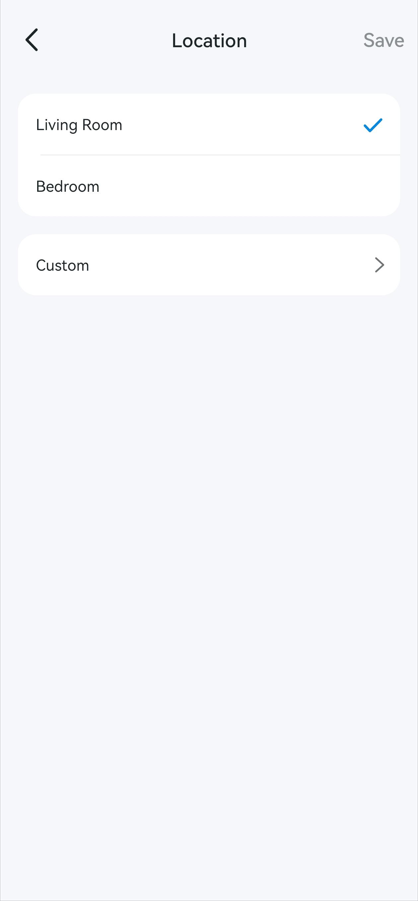 Select a room or tap Custom to create a new room for your device.