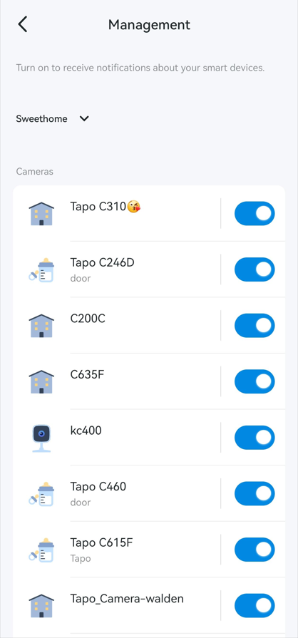 Manage device notifications individually under device notifications management page.