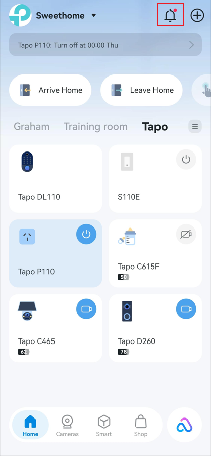 Tap the bell icon in the top right corner.