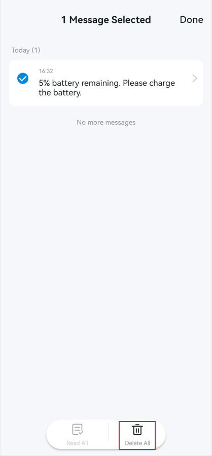 Select specific messages to delete or delete all.