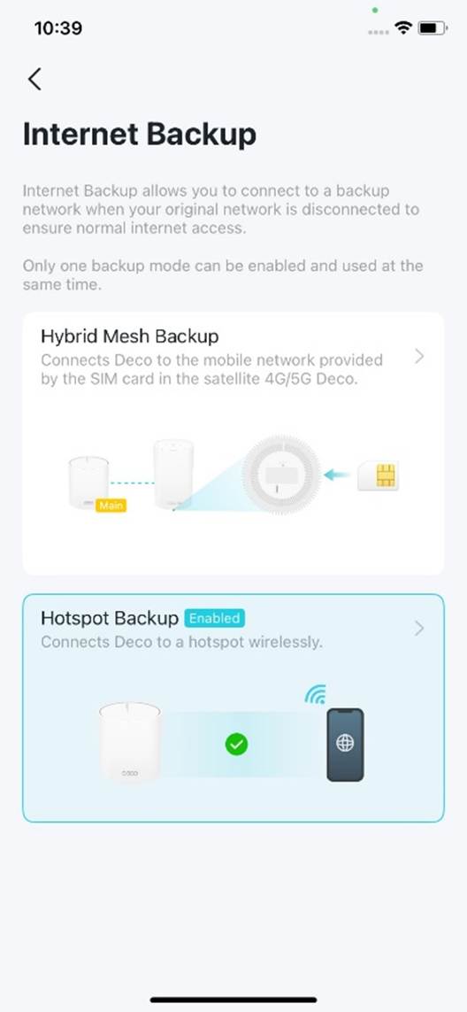 ALT-Text: Position von Hotspot Backup auf der Seite.