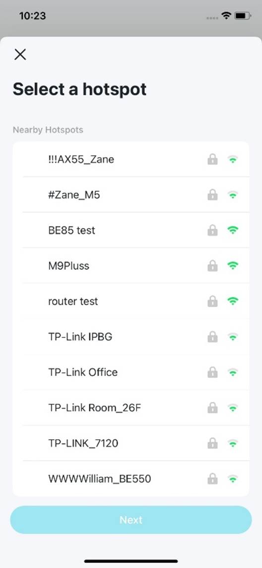 ALT-Text: Anzeige der Hotspot-Optionen.