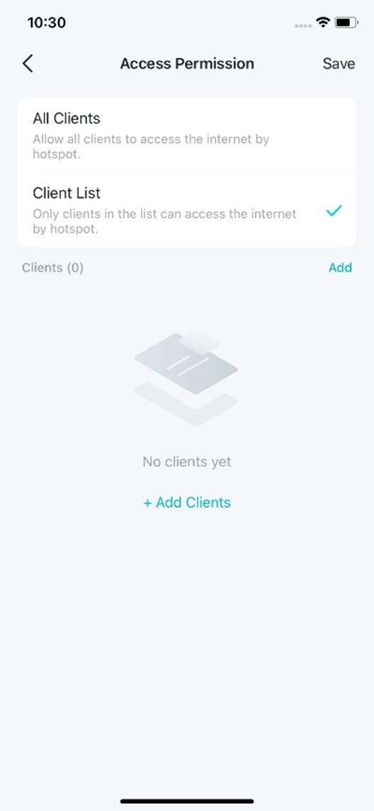 ALT-Text: Anzeige der Optionen für Access Permission.