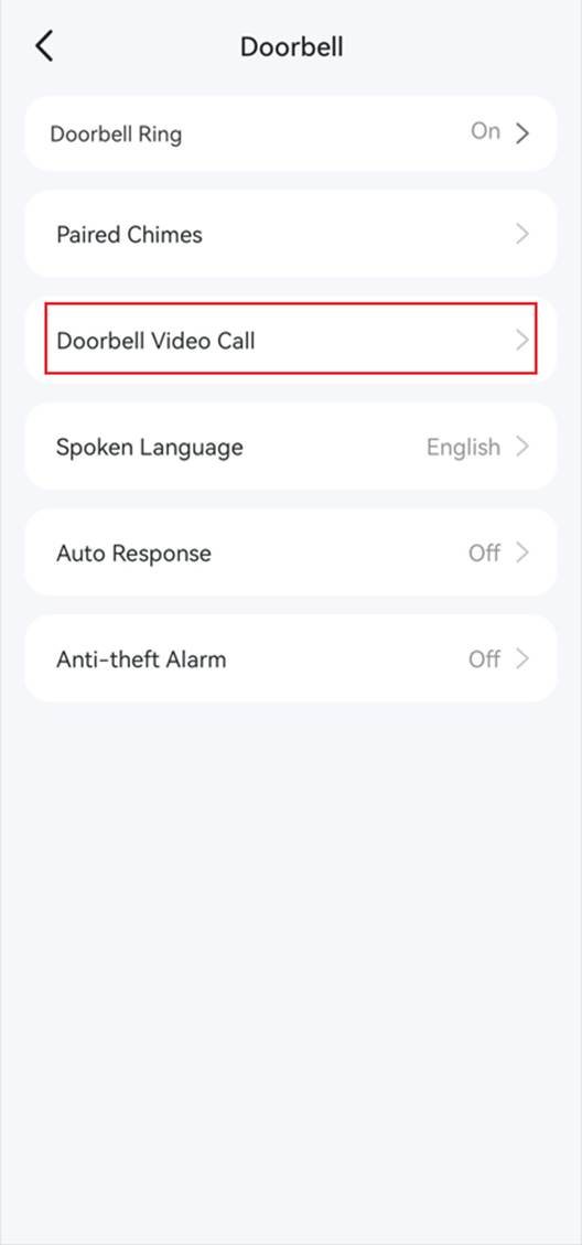 ALT-Text: Tippen Sie anschließend auf Doorbell Video Call.