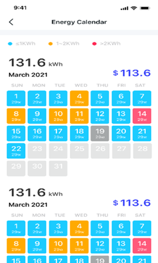 ALT-Text: Screenshot des Energy Calendar.