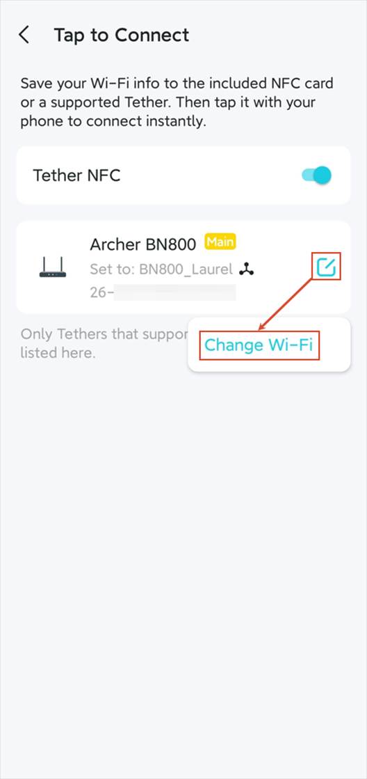 ALT-Text: Position von NFC auf der Seite Advanced Settings.