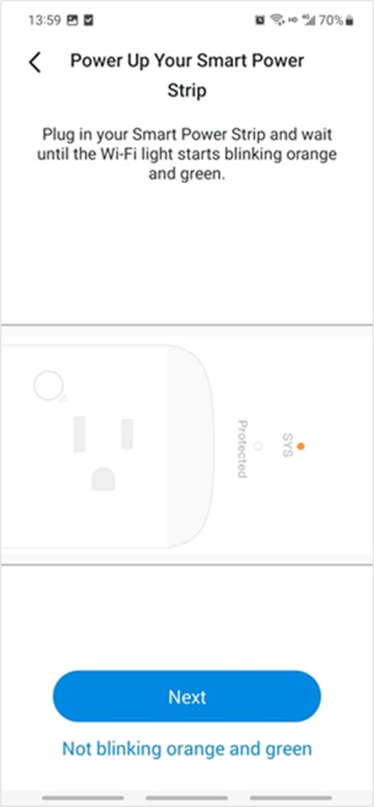 ALT-Text: Folgen Sie der Einrichtungsanleitung in der App, um Ihr Kasa-Gerät einzuschalten.