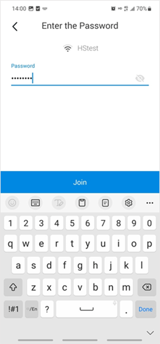 ALT-Text: Geben Sie das Passwort Ihres Heim-Wi-Fi-Netzwerks ein.