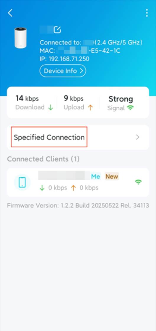 ALT-Text: Position von Specified Connection auf der Seite des Satelliten-Deco.