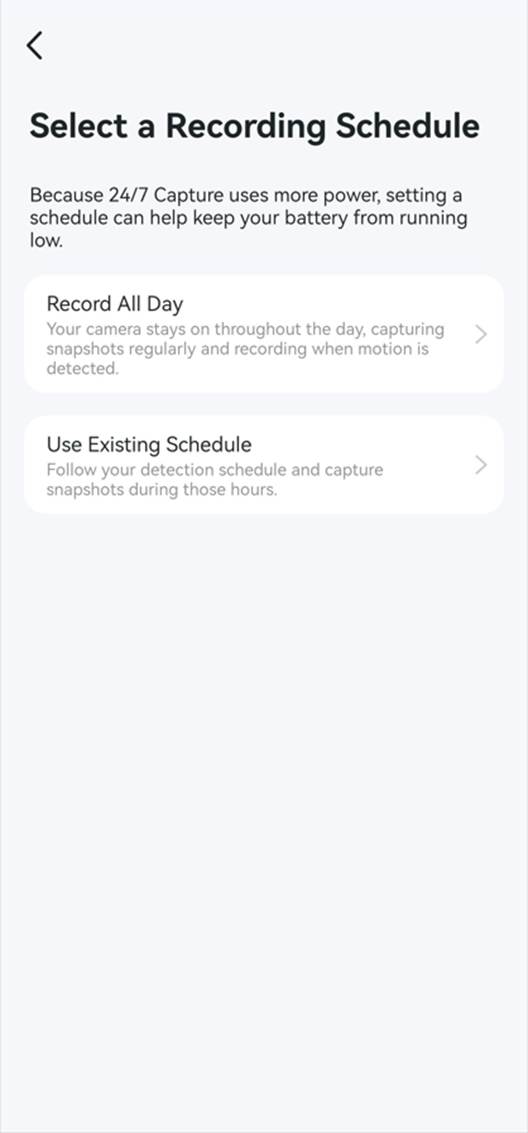 ALT-Text: Legen Sie einen Aufnahmezeitplan für 24/7 Capture fest.