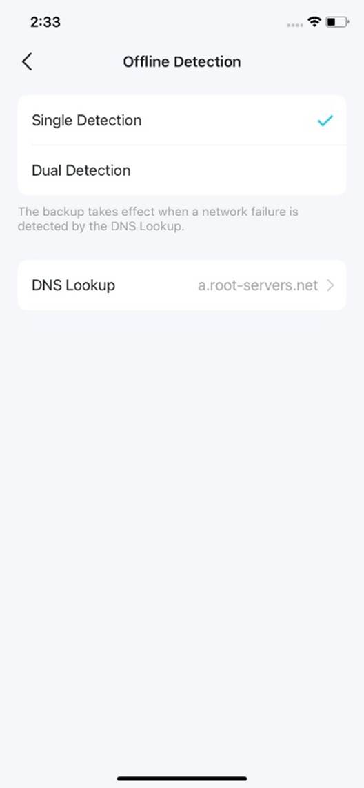 ALT-Text: Anzeige der Optionen für Offline Detection.