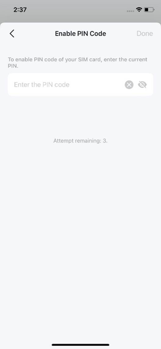 ALT-Text: Leeres Feld zur Eingabe des PIN-Codes.