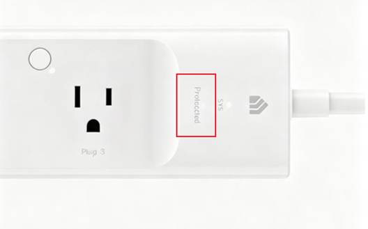 ALT-Text: Die Protected-LED am Gerät leuchtet weiß.