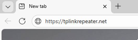 ALT-Text: Adressleiste des Browsers mit der eingegebenen URL https://tplinkrepeater.net.