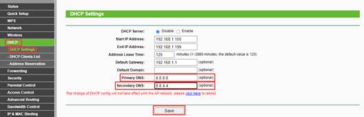 ALT-Text: DNS-Server in der alten Benutzeroberfläche ändern.