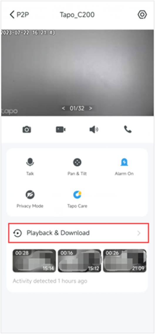 ALT-Text: Schaltfläche „Wiedergabe & Download“ unterhalb der Live-Ansicht des Geräts.