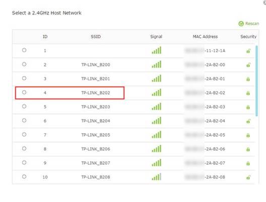 ALT-Text: 2,4-GHz-Hostnetzwerk auswählen.
