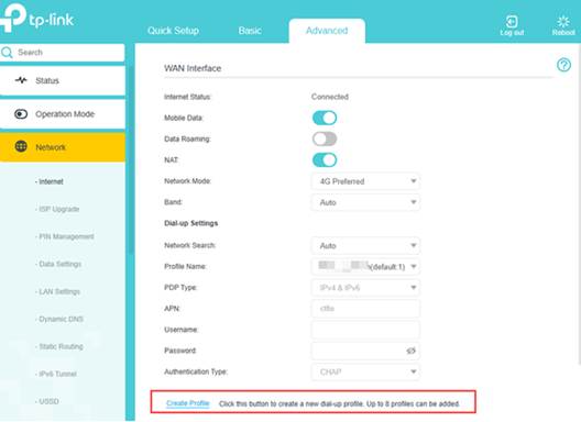 ALT-Text: Klicken Sie auf „Create Profile“.
