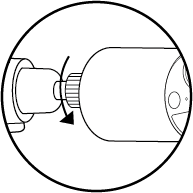 The illustration is a close-up view showing how to lock the camera in place by tightening the bottom screw.
