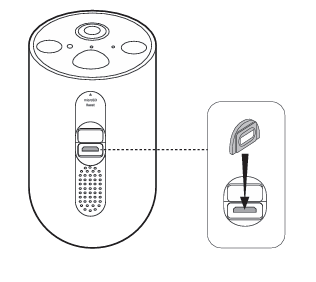 The illustration shows how to install the waterproof gasket into the camera’s charging port.