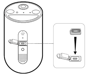 The illustration shows how to install the waterproof gasket into the camera’s charging port.