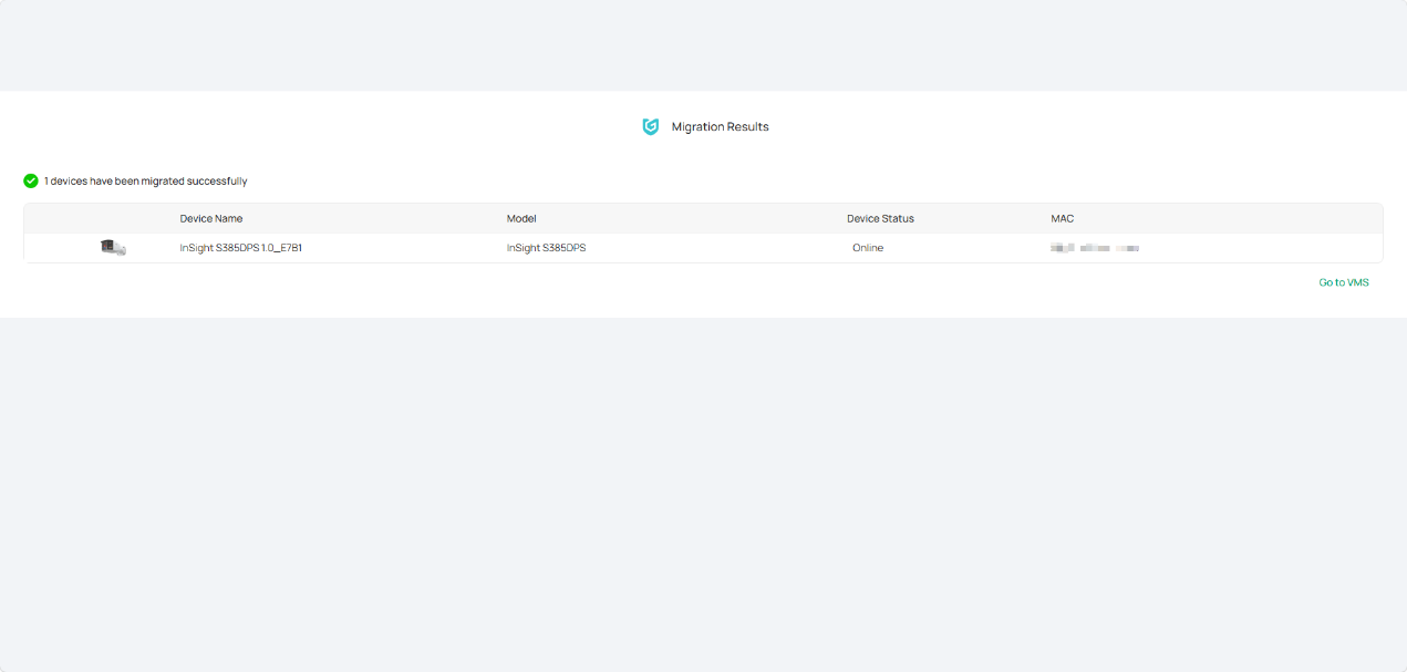 Migration result page