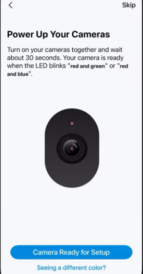 The instruction to power on the camera.