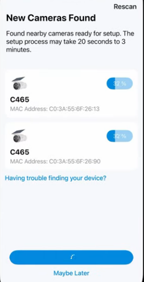 A câmera Tapo está sendo configurada.
