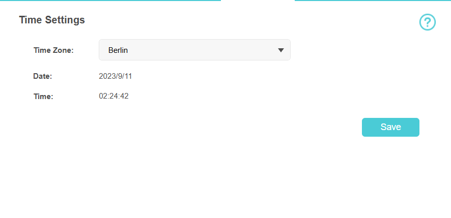 Time Settings page.