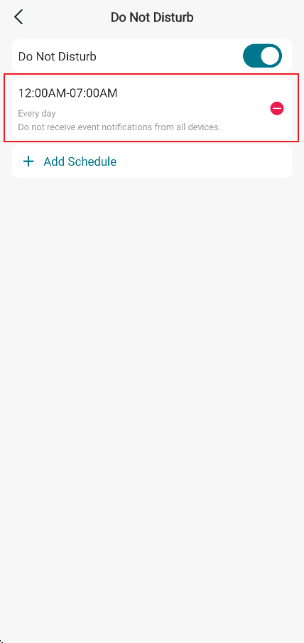 Screenshot of the Do Not Disturb Settings page