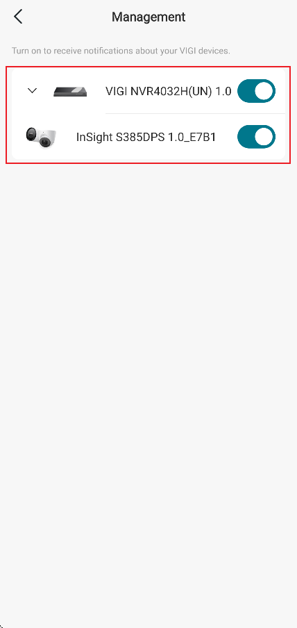 Enable Notifications for the VIGI devices on Management page