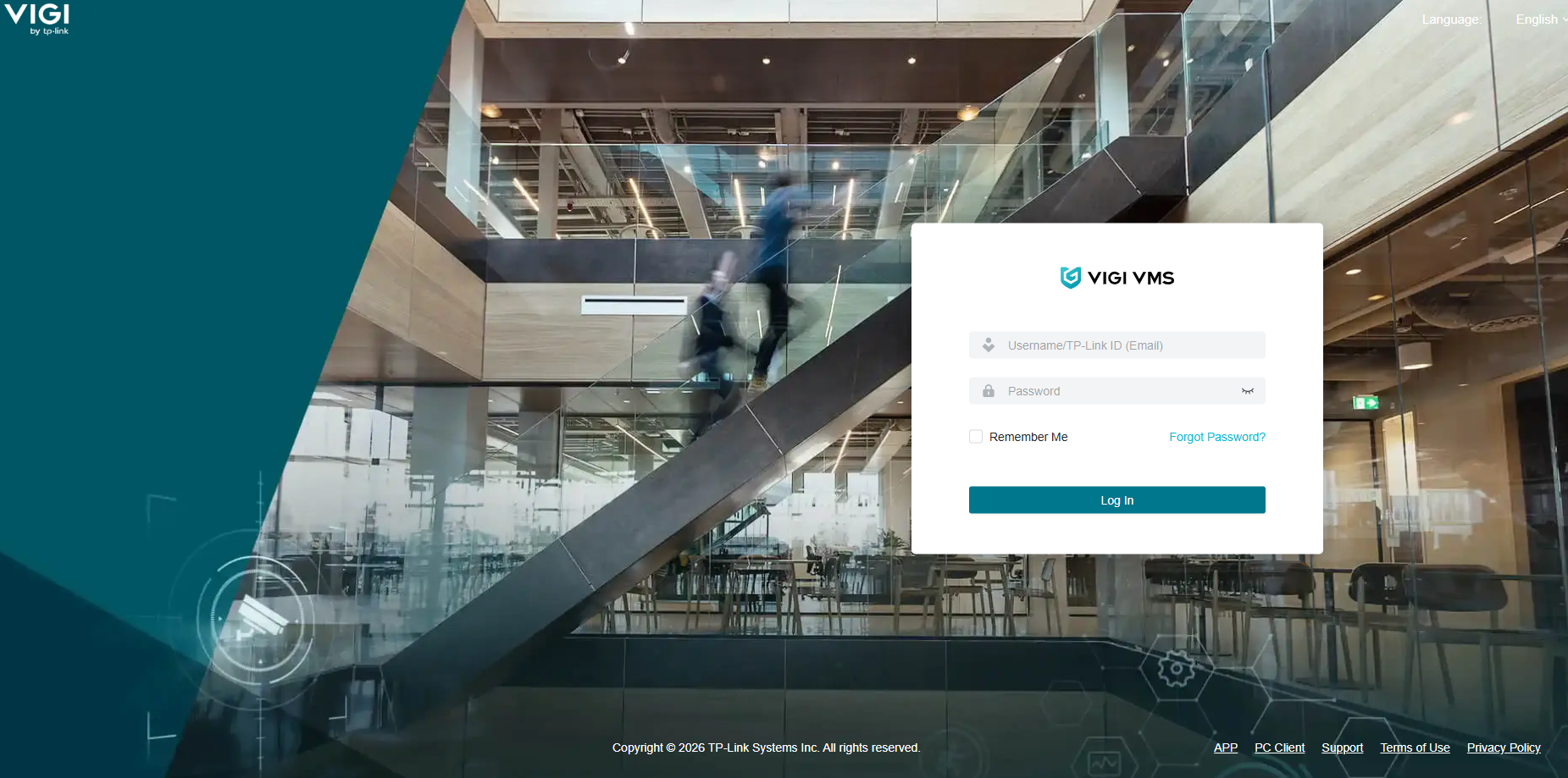 VIGI VMS login page