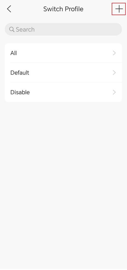 show the position of the button to create a new switch profile