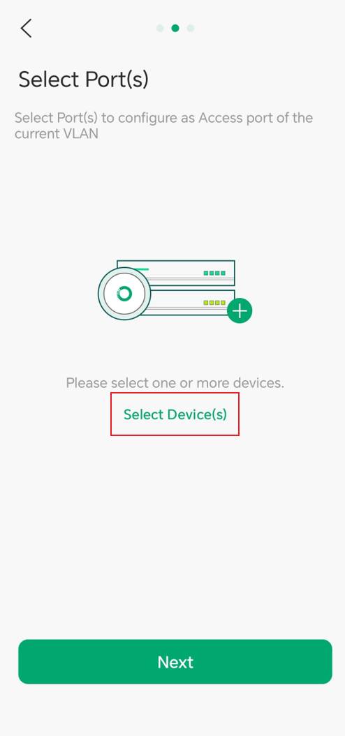Select Port(s) page showing the Select Device(s) button in the Omada App
