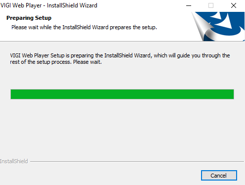 VIGI Web Player InstallShield Wizard preparing the setup