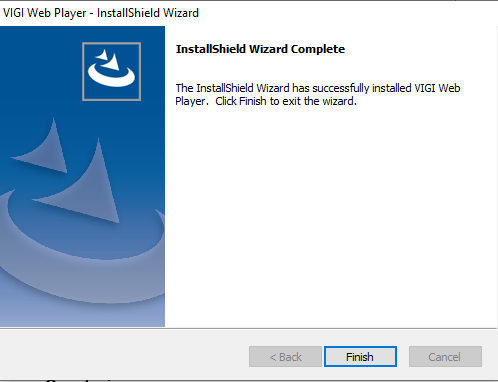 VIGI Web Player installation completed successfully