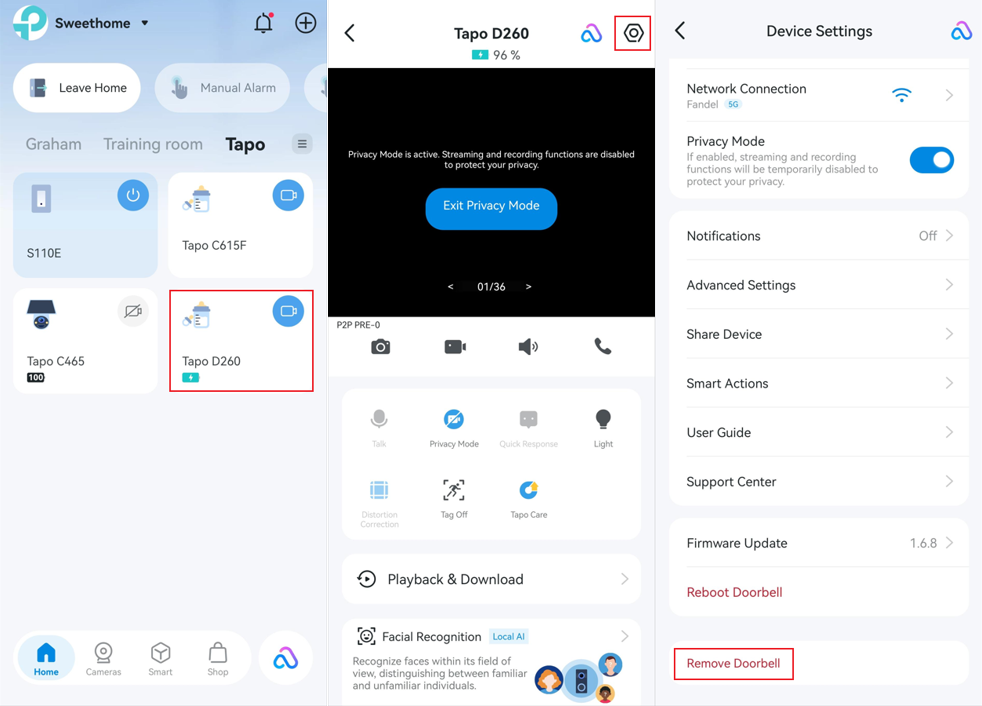 Remove Doorbell from Tapo app.