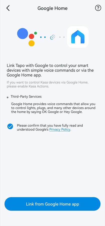 Google Home page in Tapo app.