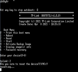 How to enter the BootUtil Menu to factory reset the switch with the console  cable?