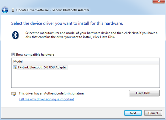 install windows generic bluetooth adapter