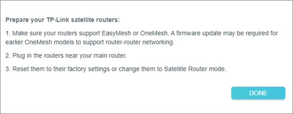 Display the steps to prepare the satellite router.