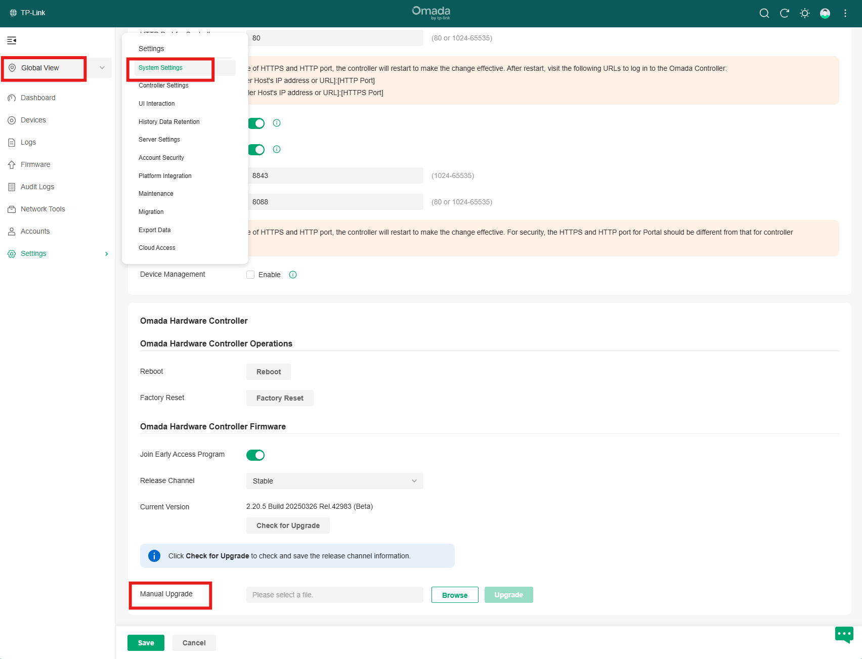 Show how to downgrade hardware controller