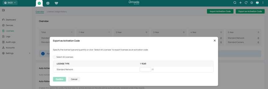 The window for users to input activation code