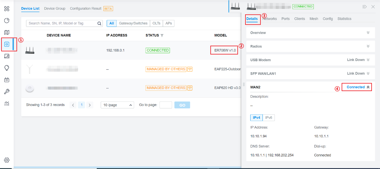 Check your WAN connection status.