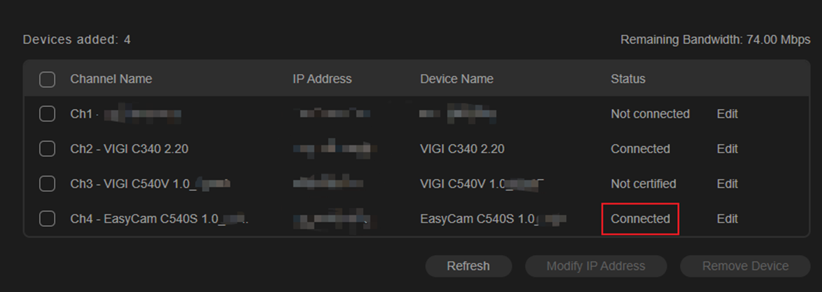Alt-text: The IPC’s status changes to ‘connected’.