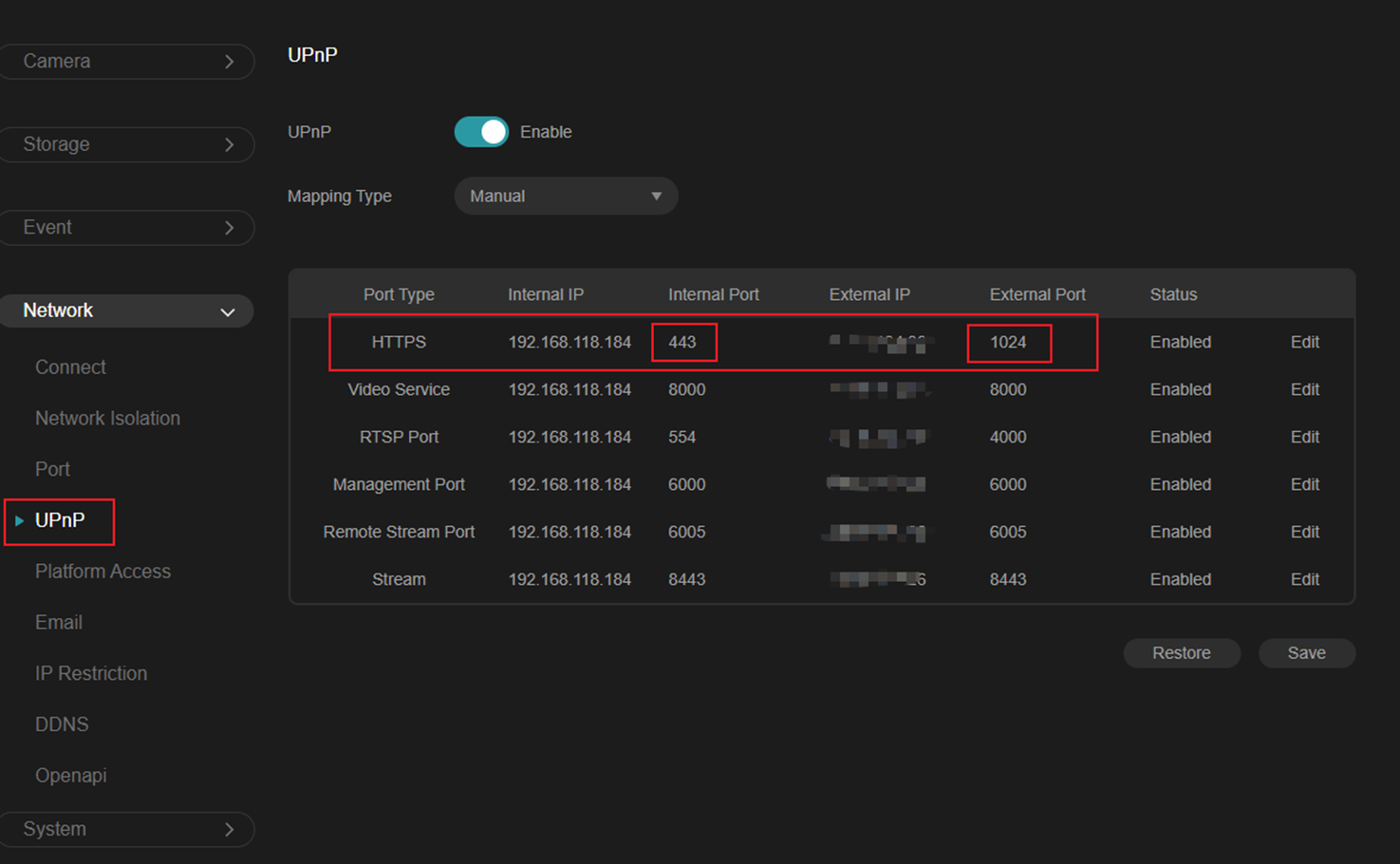 Alt-text: Go to Settings > Network > UPnP, enable UPnP.